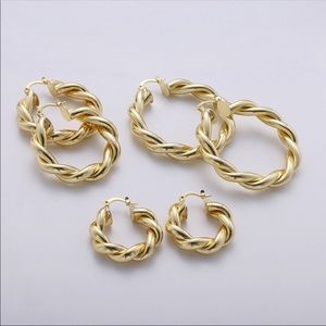 3 Sizes✨14K Gold Twisted Hoops | GLD RZÉ